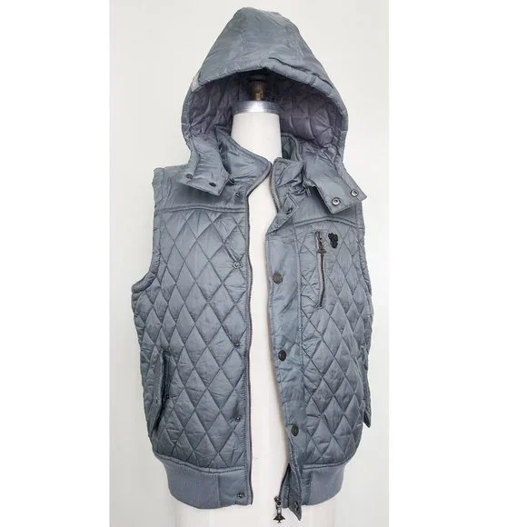 LRG Clothing Men's Grey Puffer Vest with Detachable Hood M - Picture 12 of 12